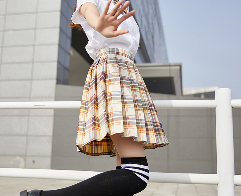 【山吹格裙】日系jk制服裙温柔一刀冰淇淋电竞少女短袖格裙百褶裙