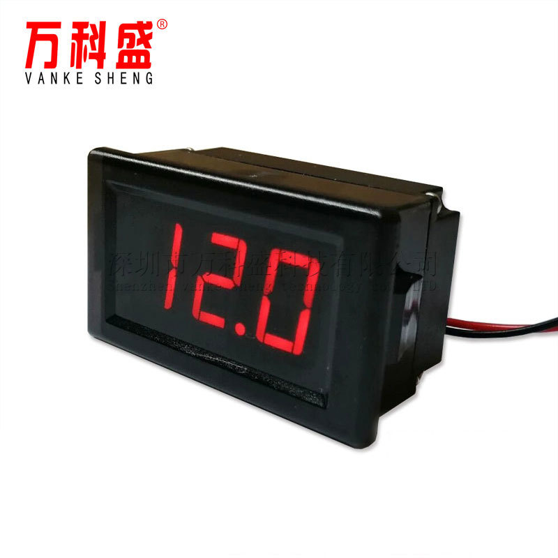 两线防水电动车电压表0.56寸 5V~120V电瓶 数显表12V/48V/60V/72V