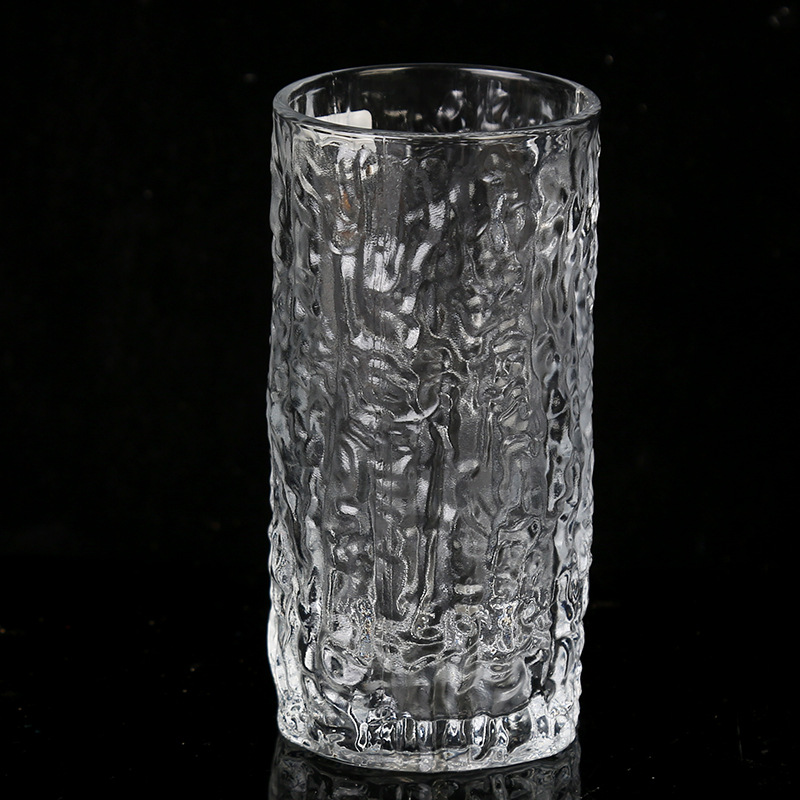 Simple and Fresh Ins Style Glass Water Cup Bark Pattern Water Cup Beer Steins Household Glass Juice Milk Cup