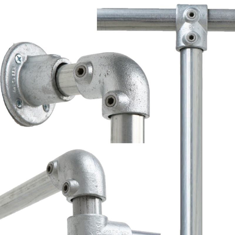 25mm/6分钢管连接件圆管镀锌水管接头底座三通护栏固定件铁管配件
