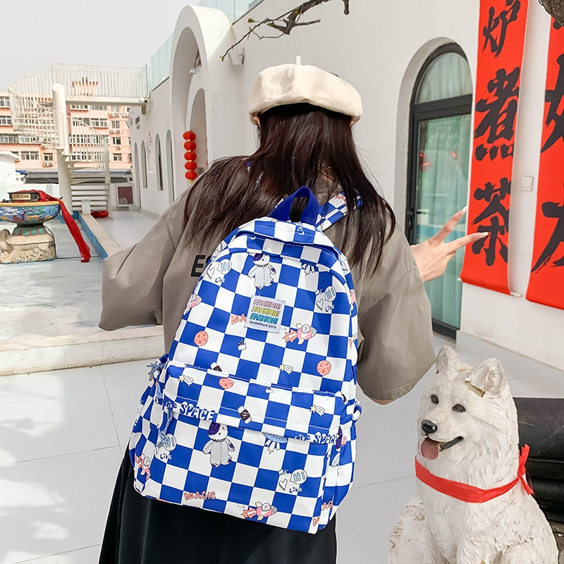 Korean Style Schoolbag Female Student Large Capacity Ins Mori All-Match Chessboard Plaid Backpack High School Junior School Backpack