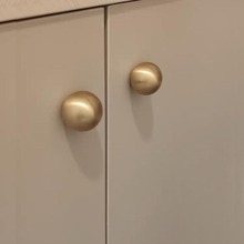 好品质实心黄铜高门衣柜拉手纯铜柜门单孔圆球抽屉圆形小把手