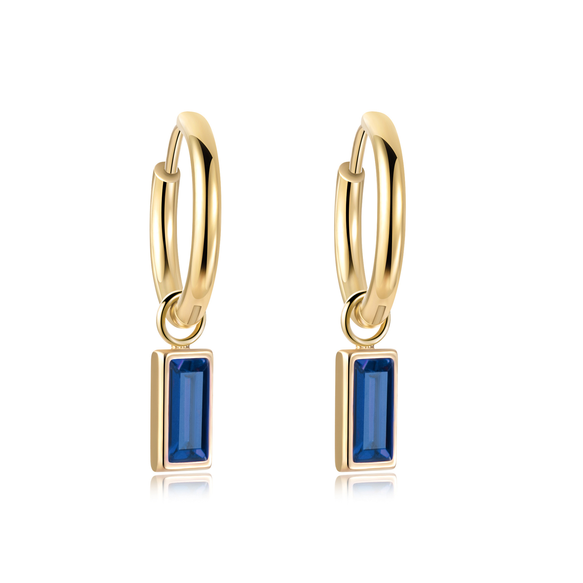 Emerald Zircon Earrings Rectangular Pendant Titanium Steel Ear Ring 14K Gold Simple Pendant Earrings Female Live Wholesale