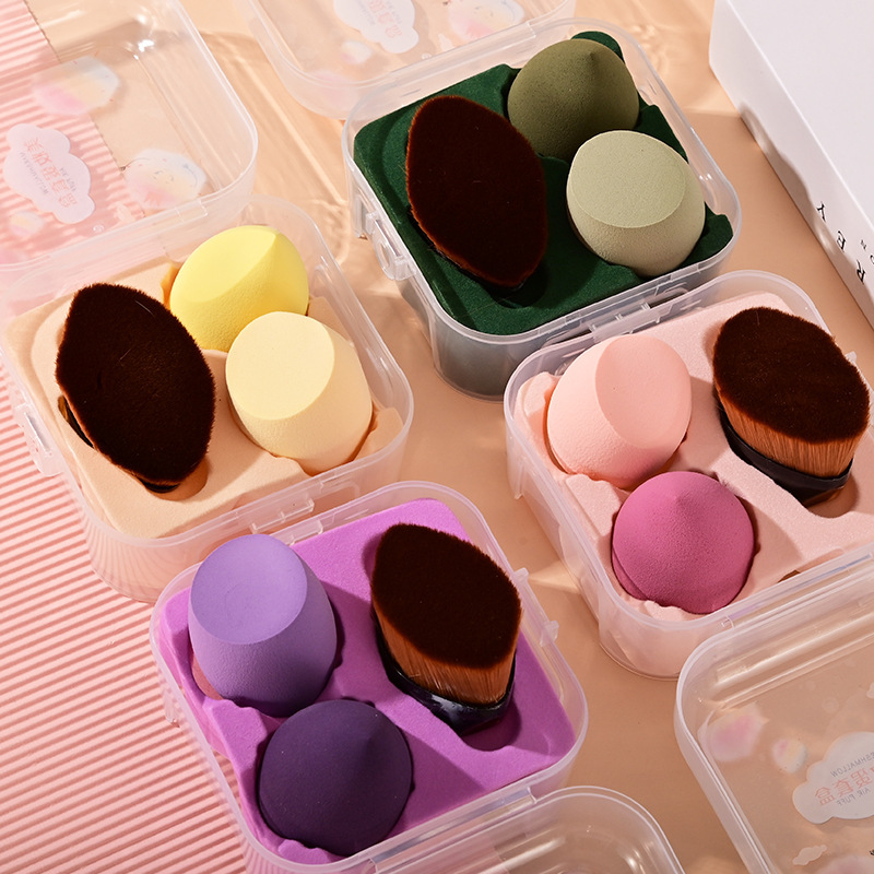 Smear-Proof Makeup Cosmetic Egg Wholesale Combination Set Beauty Blender Wet and Dry Gourd Powder Puff No. 55 Makeup Brush Factory