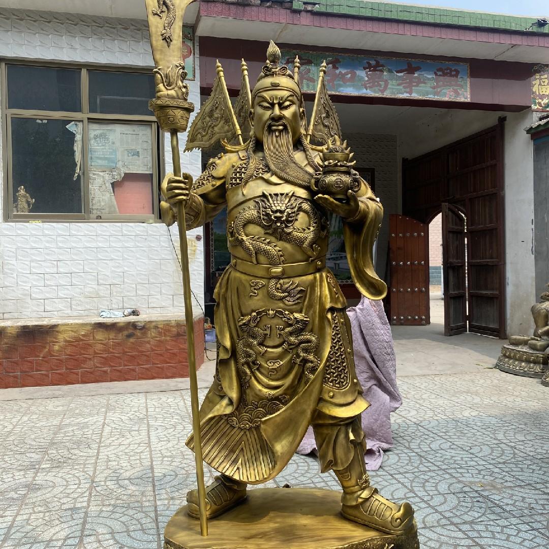 纯铜武财神关公铜像拿刀九龙关公神像关二爷佛像摆件
