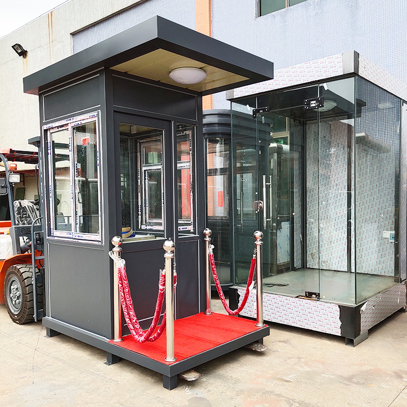 不锈钢岗亭保安亭户外售楼部形象站台小区移动门卫值班亭礼宾岗亭