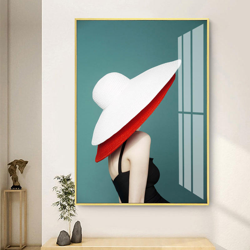 玄关大气美女北欧装饰画客厅卧室背景墙壁画网红直播间女装店挂画