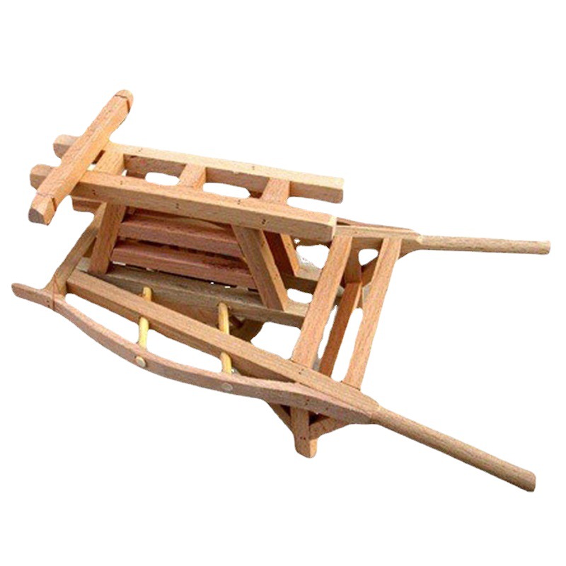 62408微型浓缩观赏木制仿古代农村独轮车小推车 农耕老农具模型