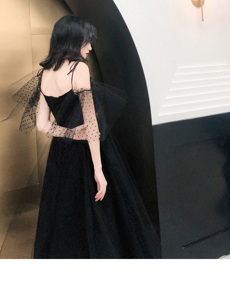 18岁成人礼礼服黑色婚纱网纱裙超仙学生生日派对晚宴主持人晚礼服