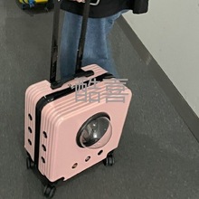 宠物行李箱猫咪便携外出拉杆箱万向轮子太空舱狗包猫行李箱透气