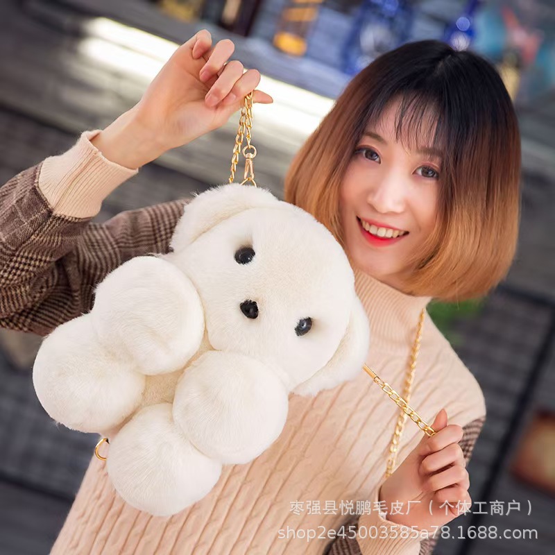 可爱单肩包软萌毛绒小熊包女生斜挎小背包卡通玩偶毛绒玩具书包女