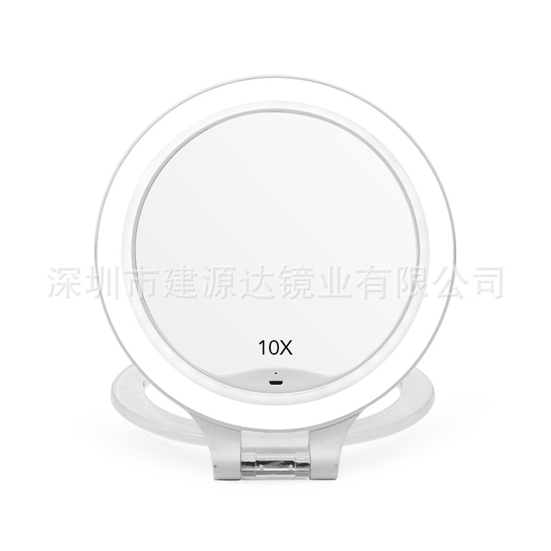 Double-Sided Portable Thin Led Make-up Mirror Desktop Wall-Mounted Dual Purpose QVC Mirror