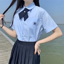 小岚中jk制服衬衫女短袖原创夏季日系风琴褶衬衣学生白色宽松上衣