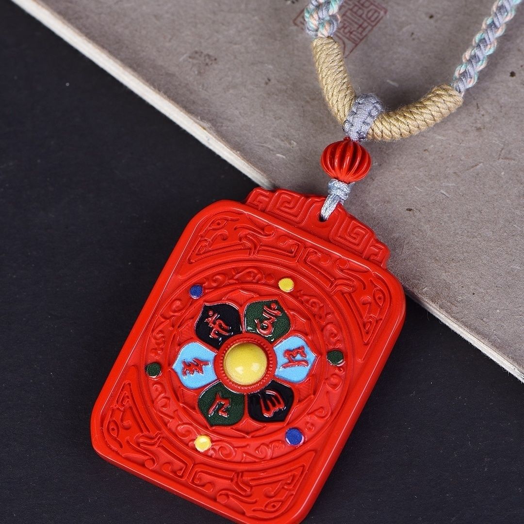 天然原矿朱砂紫砂彩绘毛衣链项链本命年转运红色饰品吊坠配饰