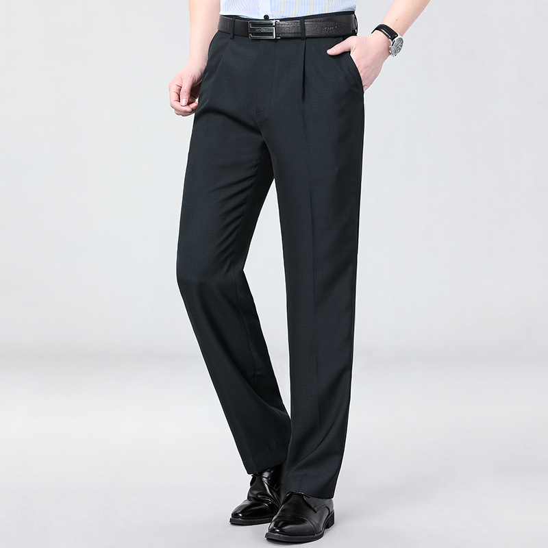 品牌春夏款男士中老年西裤商务休闲裤高腰直筒男裤爸爸男装长裤子