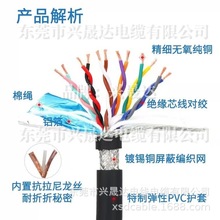 双绞带铝箔编织层屏蔽线 TRVVSP12芯高柔性屏蔽拖链电缆电线