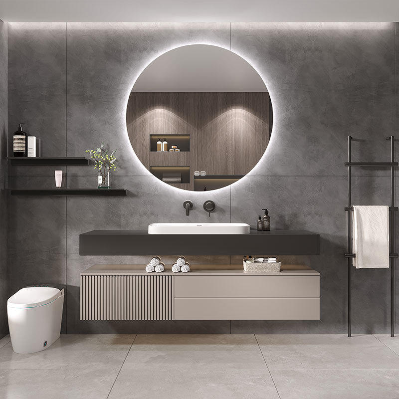 加急单2022春智能岩板浴室柜组合现代简约含台盆卫生间洗手洗脸盆轻奢