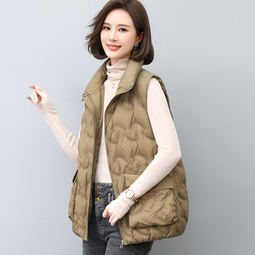 【清仓特价】休闲大码宽松羽绒马甲 新款女白鸭绒妈妈装羽绒背心