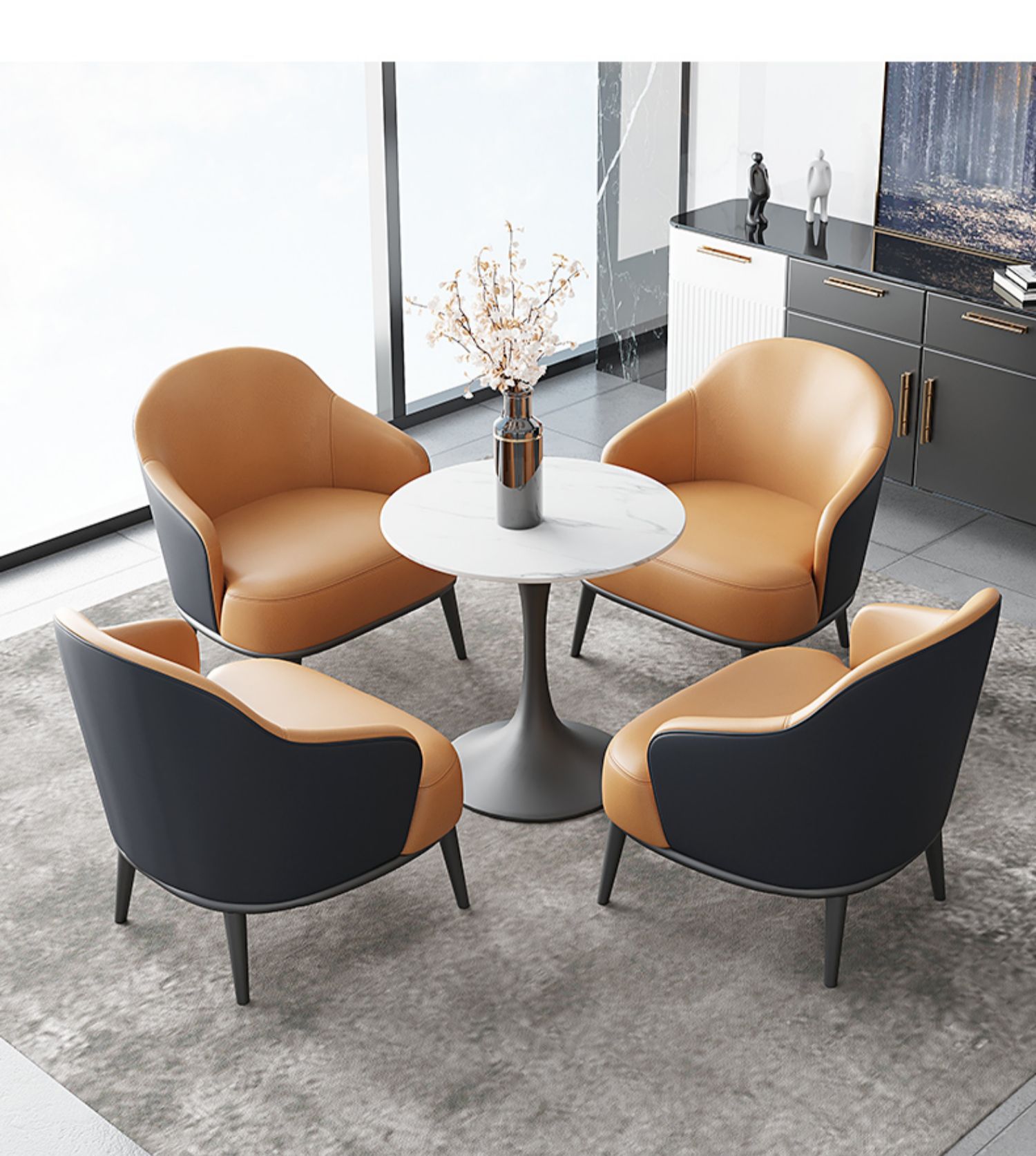 售楼处部洽谈沙发组合轻奢酒店展厅会客休息区接待桌椅美容院店铺