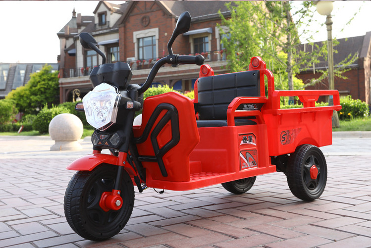 儿童三轮电动车大号仿真玩具车带斗车男女宝可坐可带人充电车