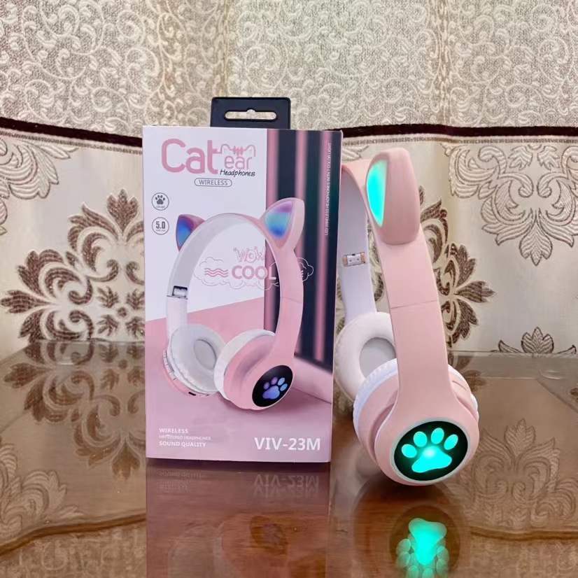 Spot Supply VIV-23M Headset Bluetooth Headset Luminous Cat Ears Foldable Card Wireless Bluetooth