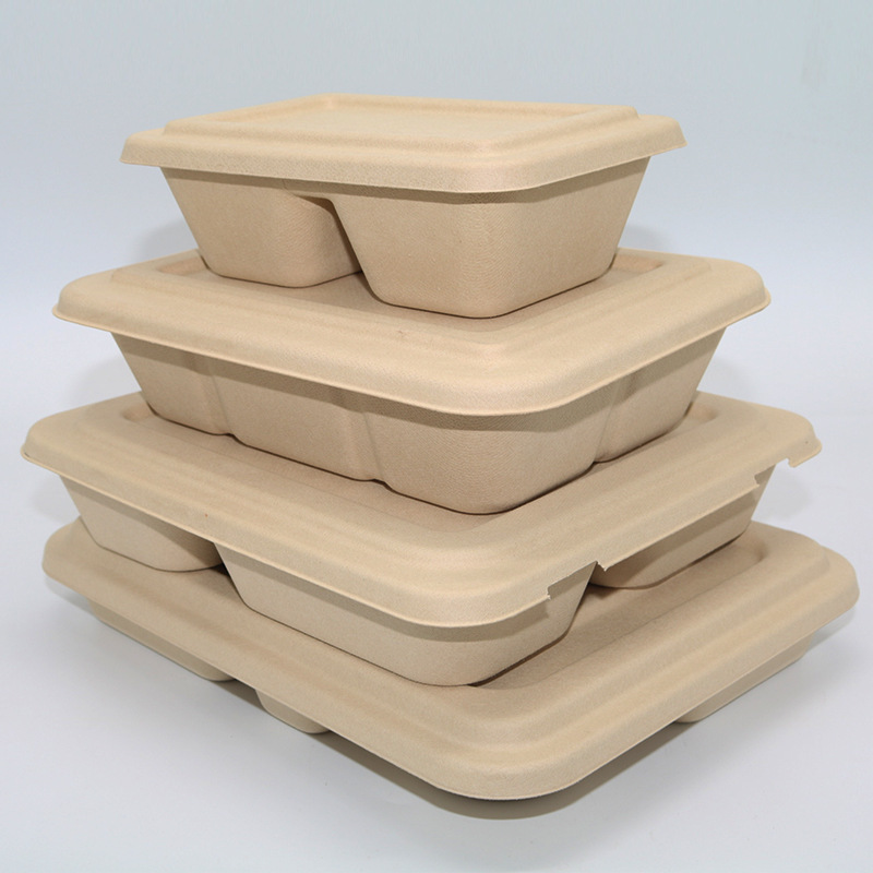 纸浆餐盒可降解包装盒竹浆饭盒一次性便当盒外卖打包盒甘蔗浆