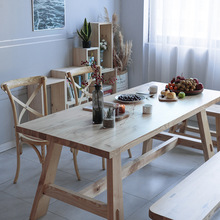 北欧全实木餐桌椅家用简约长方形饭桌酒店餐厅多人位实木桌椅