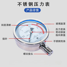 JH不锈钢压力表Y100BF YTF100H不锈钢耐震压力表 304高温 氨用 仪