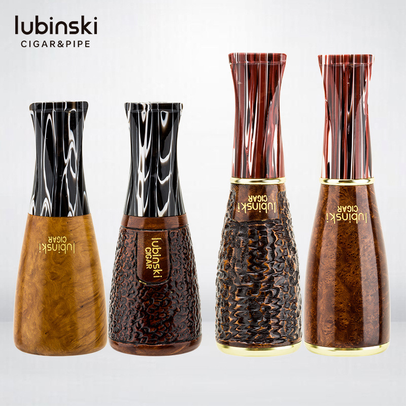 lubinski雪茄烟嘴坎帕兰嘴石楠木雕花/光面多环径便携烟嘴礼盒装