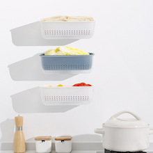 塑料沥水篮双层家用洗水果蔬菜镂空收纳厨房置物篮子 壁挂沥水篮