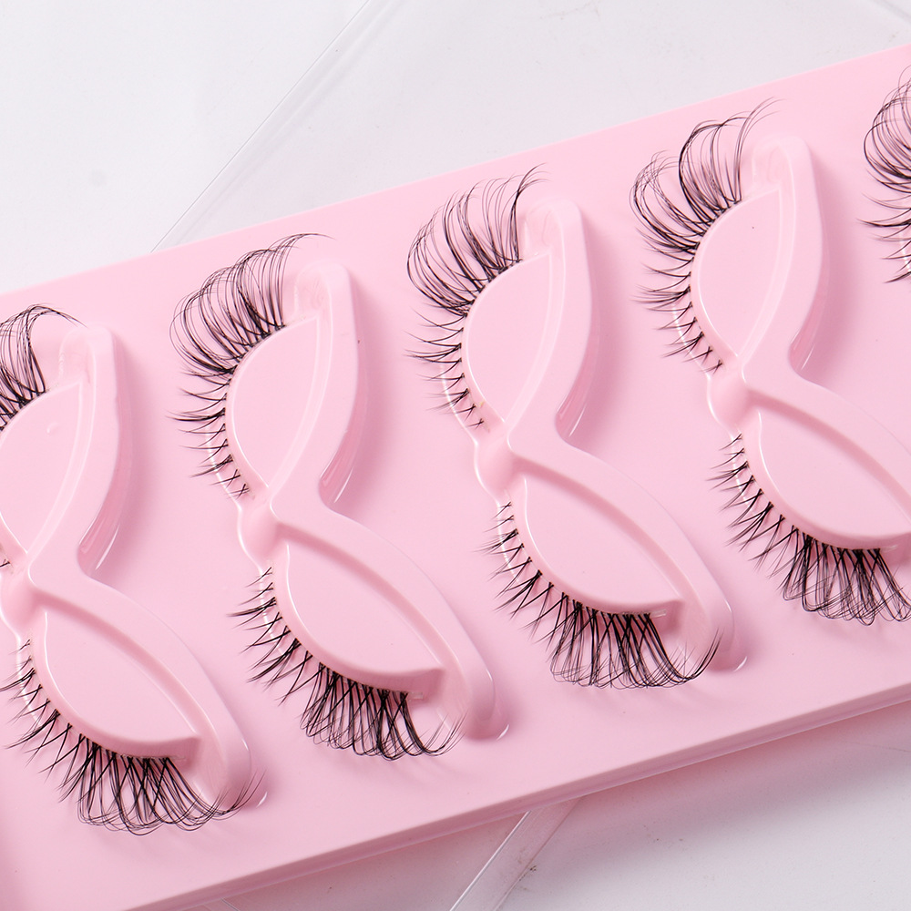 New 5 Pairs Fox Eye False Eyelashes Sheer Root Simulation Cat Eyelash Natural Thick Curling Eyelashes