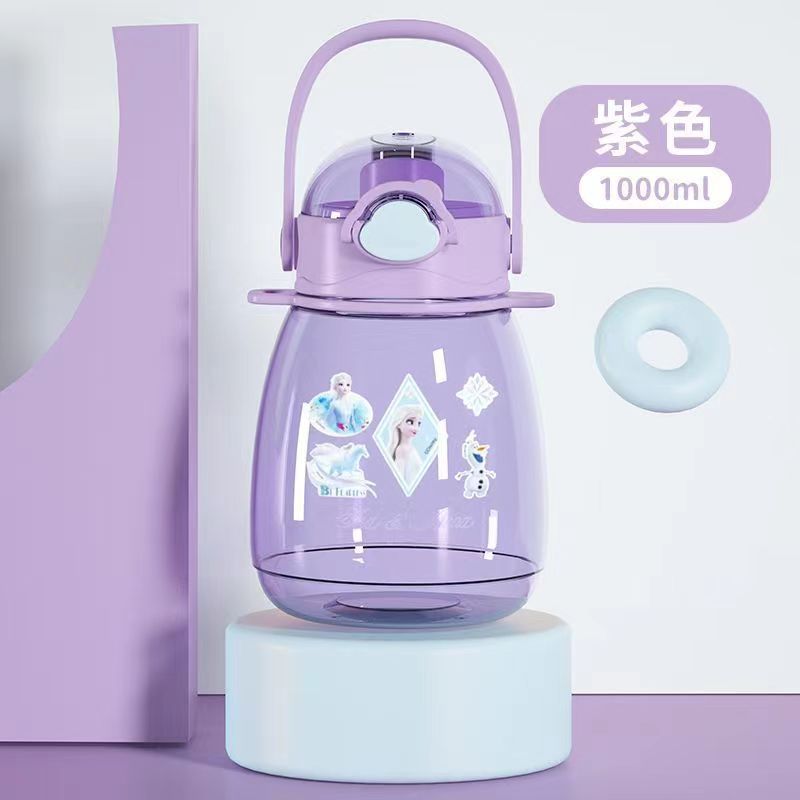 Disney Internet Celebrity Big Belly Cup Good-looking Summer Plastic Drinking Straw Children's Portable Outdoor Large Capacity Water Bottle