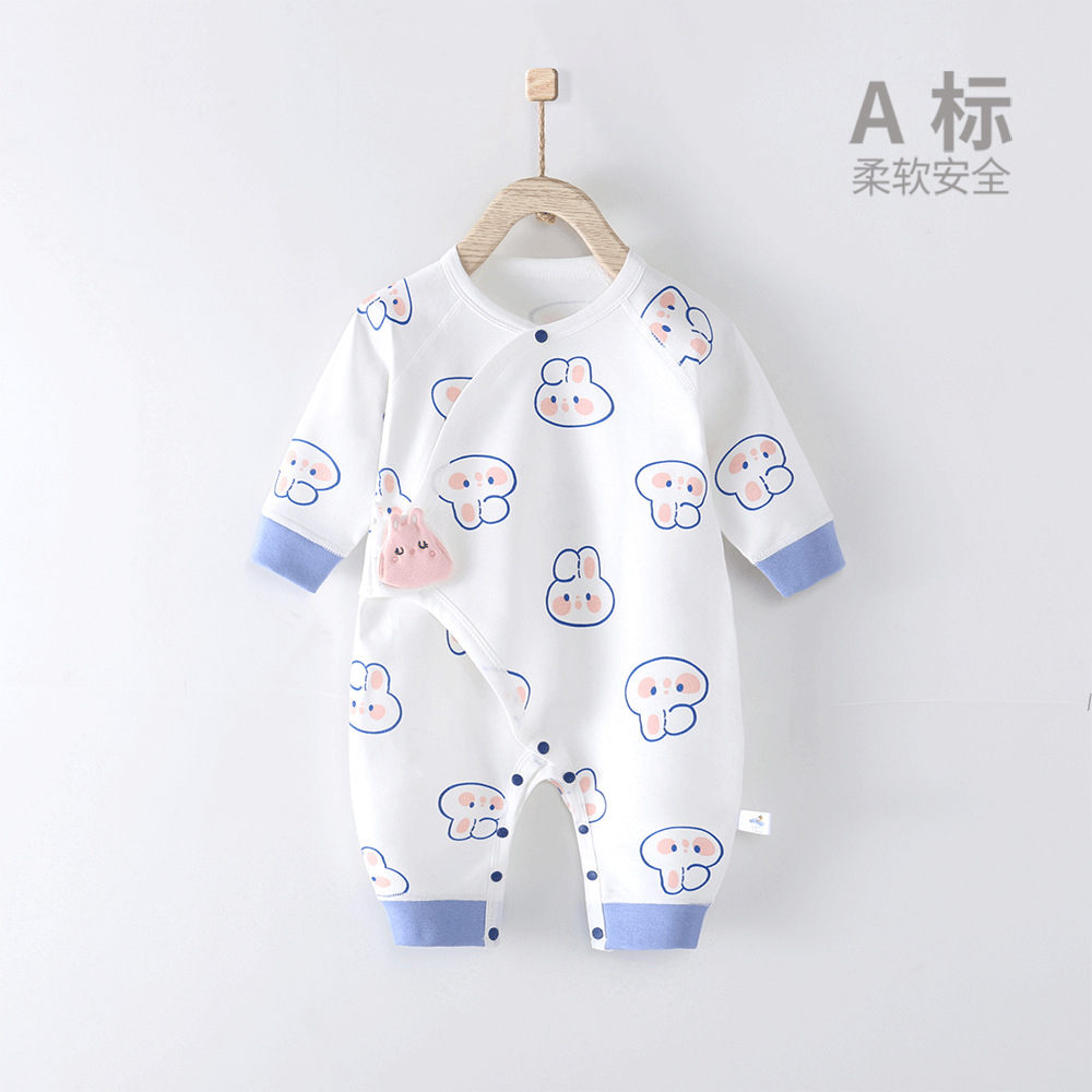 Newborn Baby Rompers Pure Cotton Gown Spring and Autumn Rabbit Year Bunny Boneless Newborn Baby Jumpsuit Baby Clothes