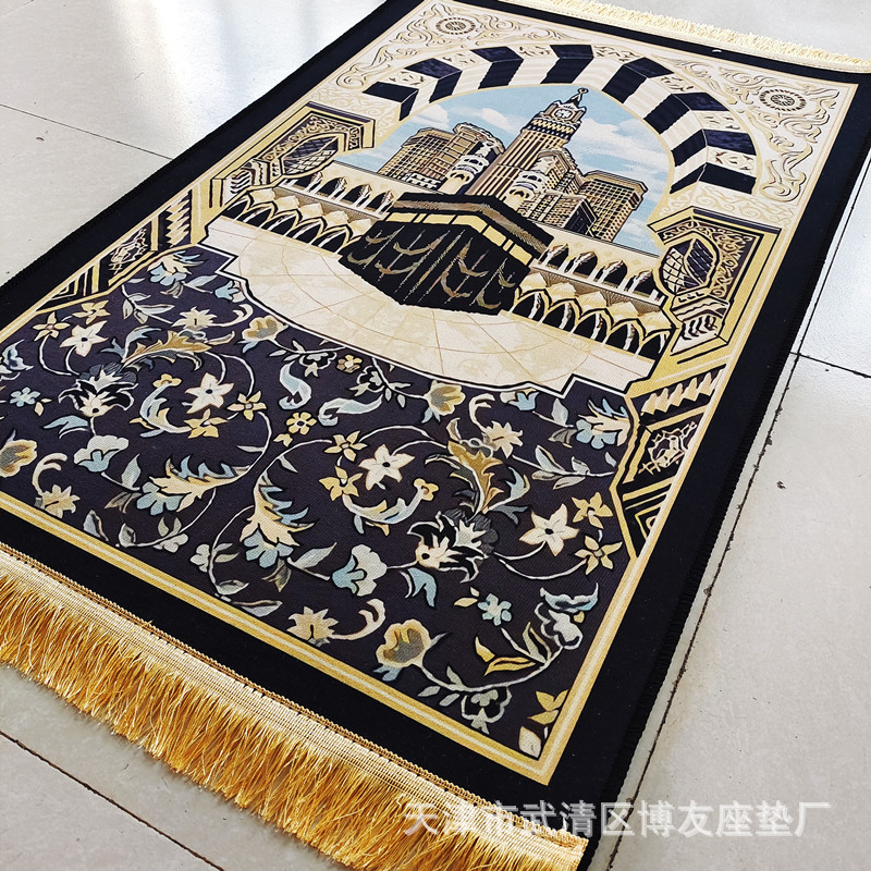 Supply Various Materials Printing Middle East Style Worship Blanket Floor Mat Prayer Mat Sponge Embossed Pilgrimage Prayer Mat