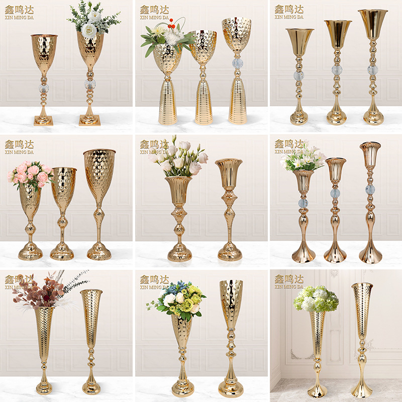 european-style wedding ceremony layout flower vase home living room creative iron craft decorations hotel banquet dining-table decoration flower arrangement vase