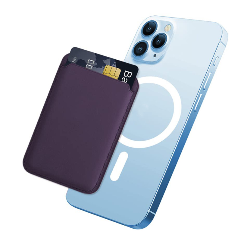 苹果牛皮卡套夹手机包 magsafe真皮卡夹 磁吸钱包iphone13pro卡包