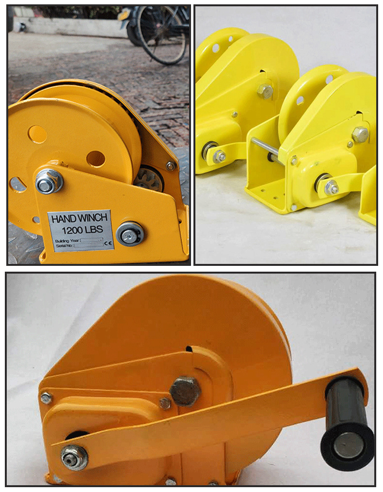 厂家批发双向自锁手摇绞盘固定式碳钢绞车自带刹车钢丝绳手摇绞盘