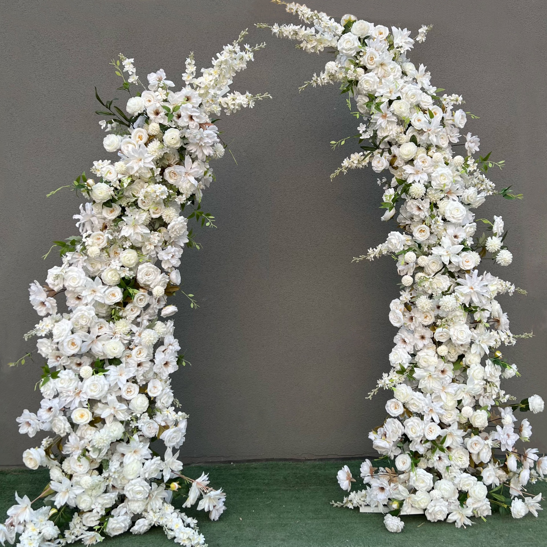 跨境仿真花拱门花架户外婚礼布置拱门结婚门口装饰牛角门羊角门