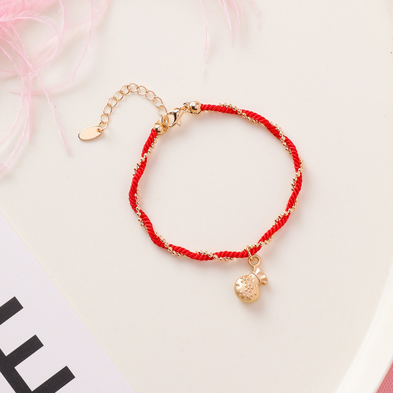 Chinese Style Personalized All-Match Bell Lantern Popular Stall Goods Ornament Ethnic Style Fashion Braided Red Rope Bracelet Women
