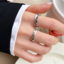 ZHIYUN 不掉色星月泰银戒指女网红时尚开口指环个性925银戒指饰品