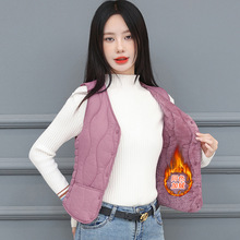 女士冬季羽绒棉马甲女短款加绒加厚保暖背心内穿坎肩修身内胆批发
