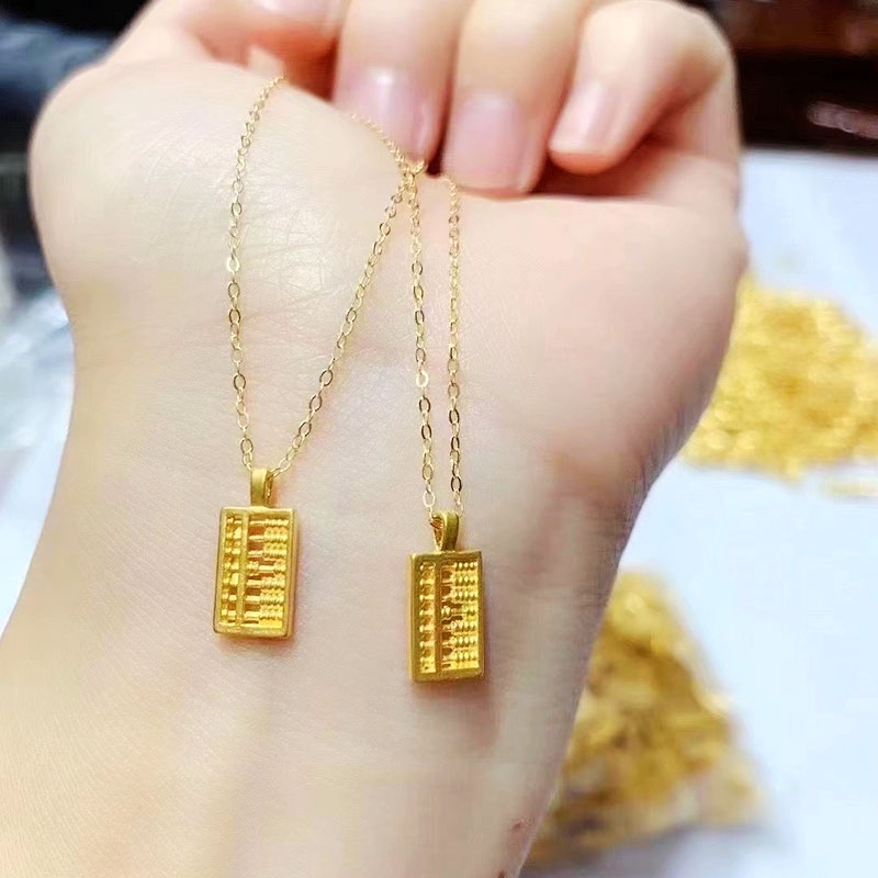 3d黄金999足金如意小算盘3d黄金吊坠女转运招财硬金坠子金项链女