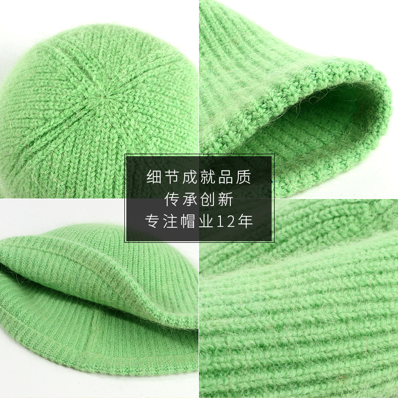 Knitted Fisherman Hat Women's New Korean Style Dome Wool Hat Autumn and Winter Show Face Little Wild Solid Color Bucket Hat Tide