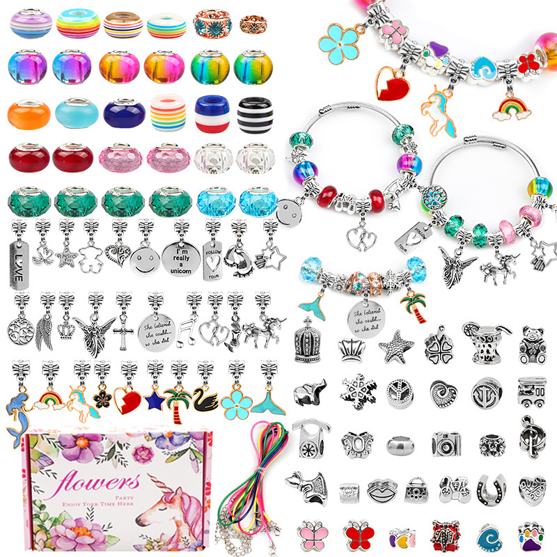 Amazon Is Dedicated to 1.75cm Box High Children's DIY Bracelet Set Unicorn Cute Jewelry Panjia Beads