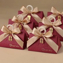 结婚喜糖盒ins风蝴蝶结中式婚礼伴手礼盒糖果盒喜糖袋包装空盒