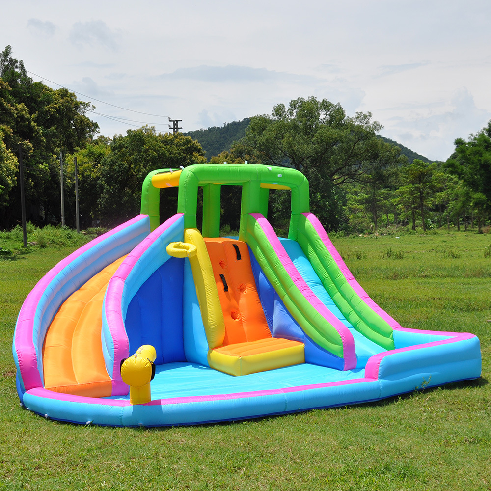 儿童充气城堡家用小型室内充气双滑梯彩虹双水枪户外水上乐园玩具