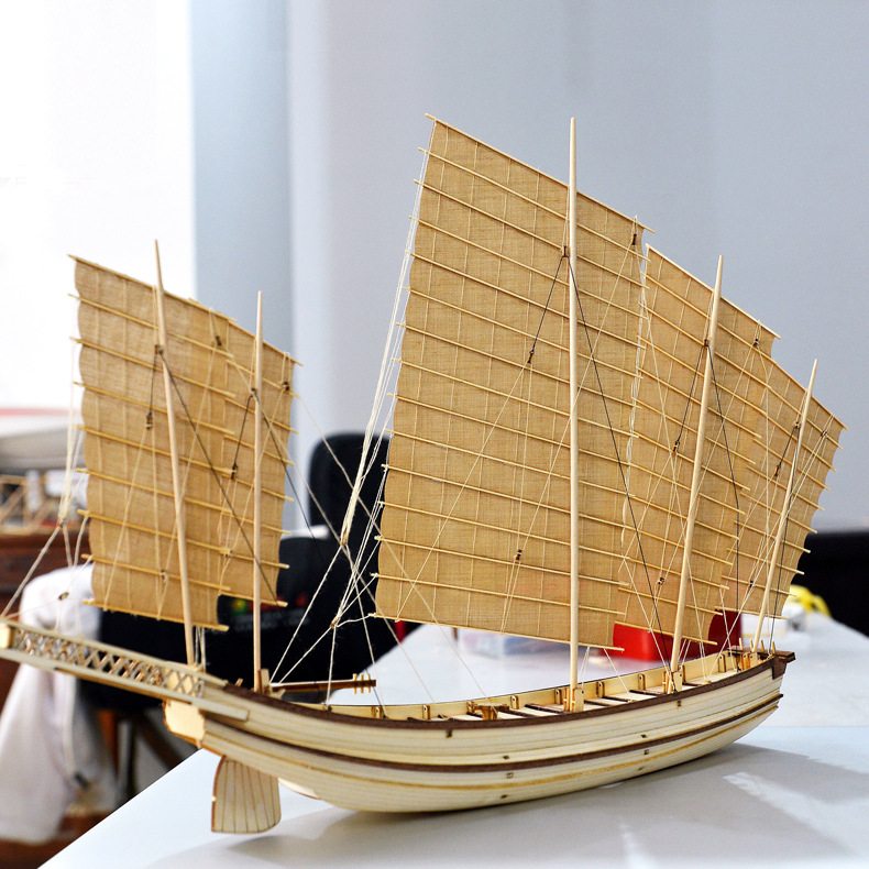 仿古帆船沙船木质拼装模型爱海疆学生比赛器材竞赛版套材