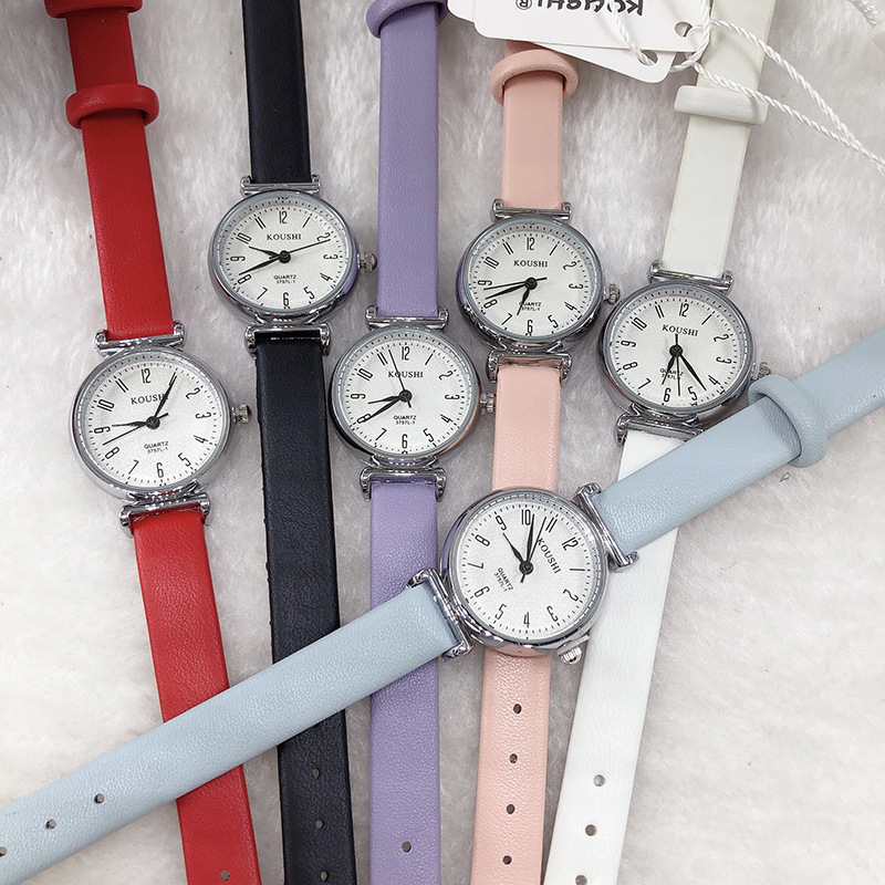 koushi蔻时简约数字小表盘女士皮带手表防水石英学生表女3757l-1