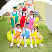 六一儿童背带短裤糖果色套装夏季小学生幼儿园大合唱舞蹈服表演服
