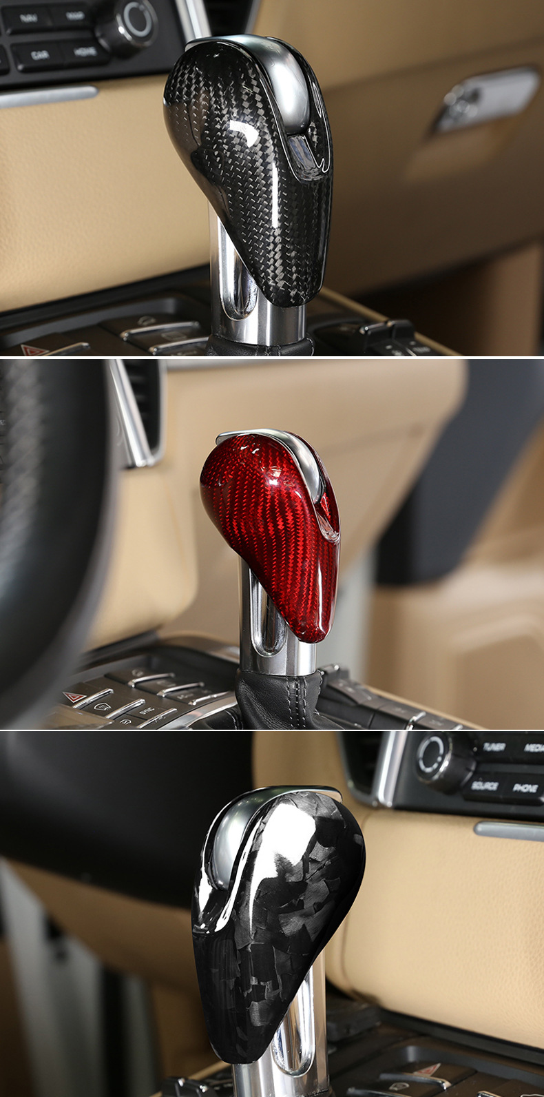 适用于保时捷 真碳纤维 排挡头盖档把档杆改装macan卡宴帕拉梅拉